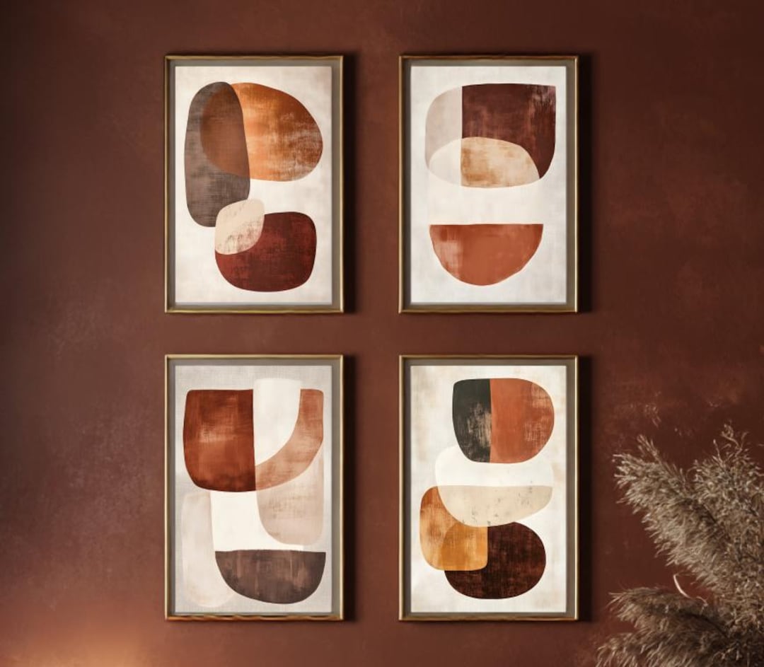 Abstract Wabi Sabi Gallery Wall Set – Minimalist Beige Terracotta Art ...