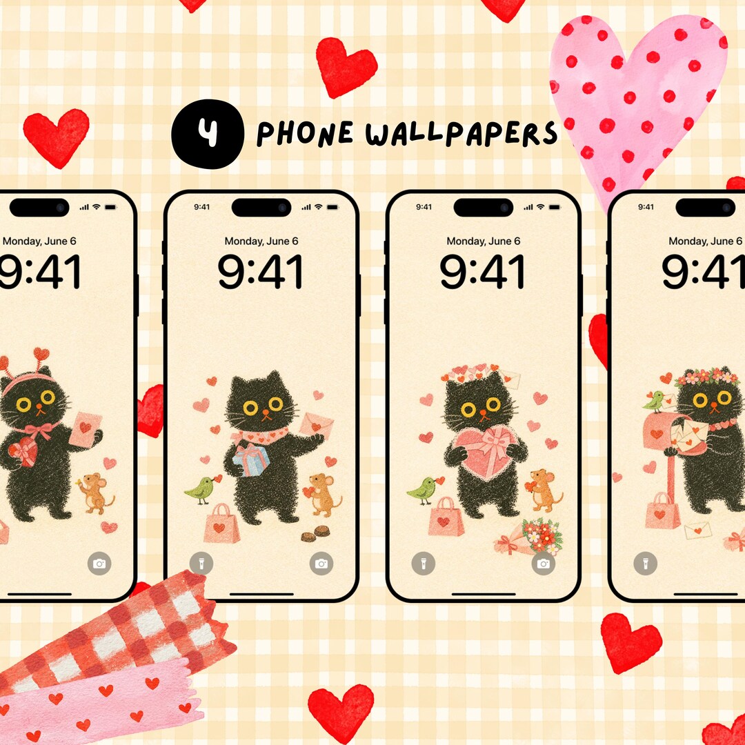 Pink Cat Wallpaper Set | Cute Aesthetic Phone Backgrounds | Momo Cat ...