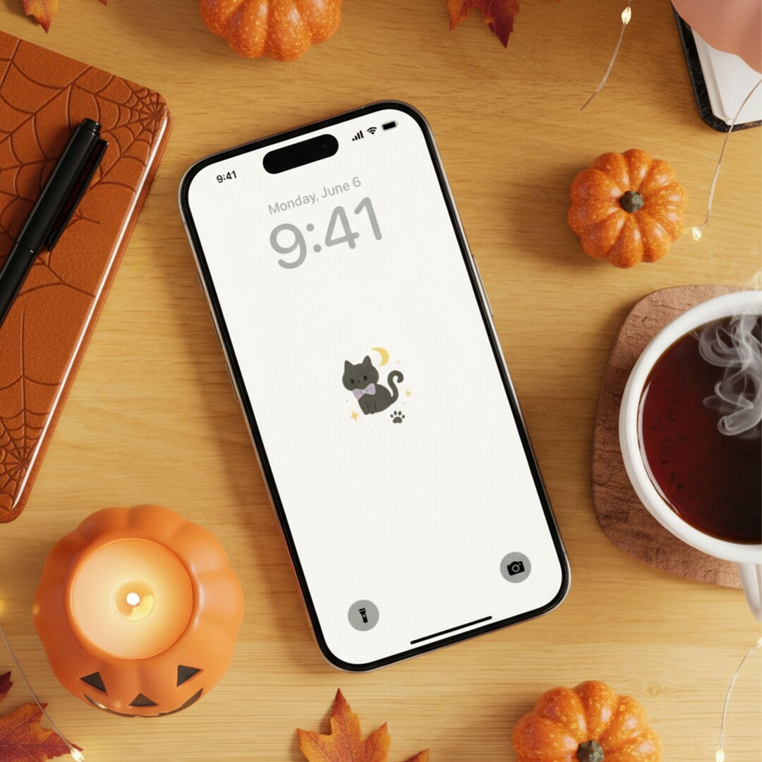 Black Cat Magic Halloween Wallpapers | Cozy Aesthetic Phone Backgrounds