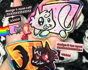 NYAN cat/ TAC nayn acrylic keychains alternate designs 3.5 in!