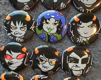 HOMESTUCK TROLLS 2.5 button pins!