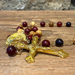 Handmade 22&quot; Wooden Rosary with St. Francis Medal