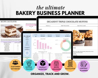 Bakery Business Planner Spreadsheet, Recipe Cost Calculator Template, Bakery Order Form for Home Bakers and Cottage Bakery, Google Sheets