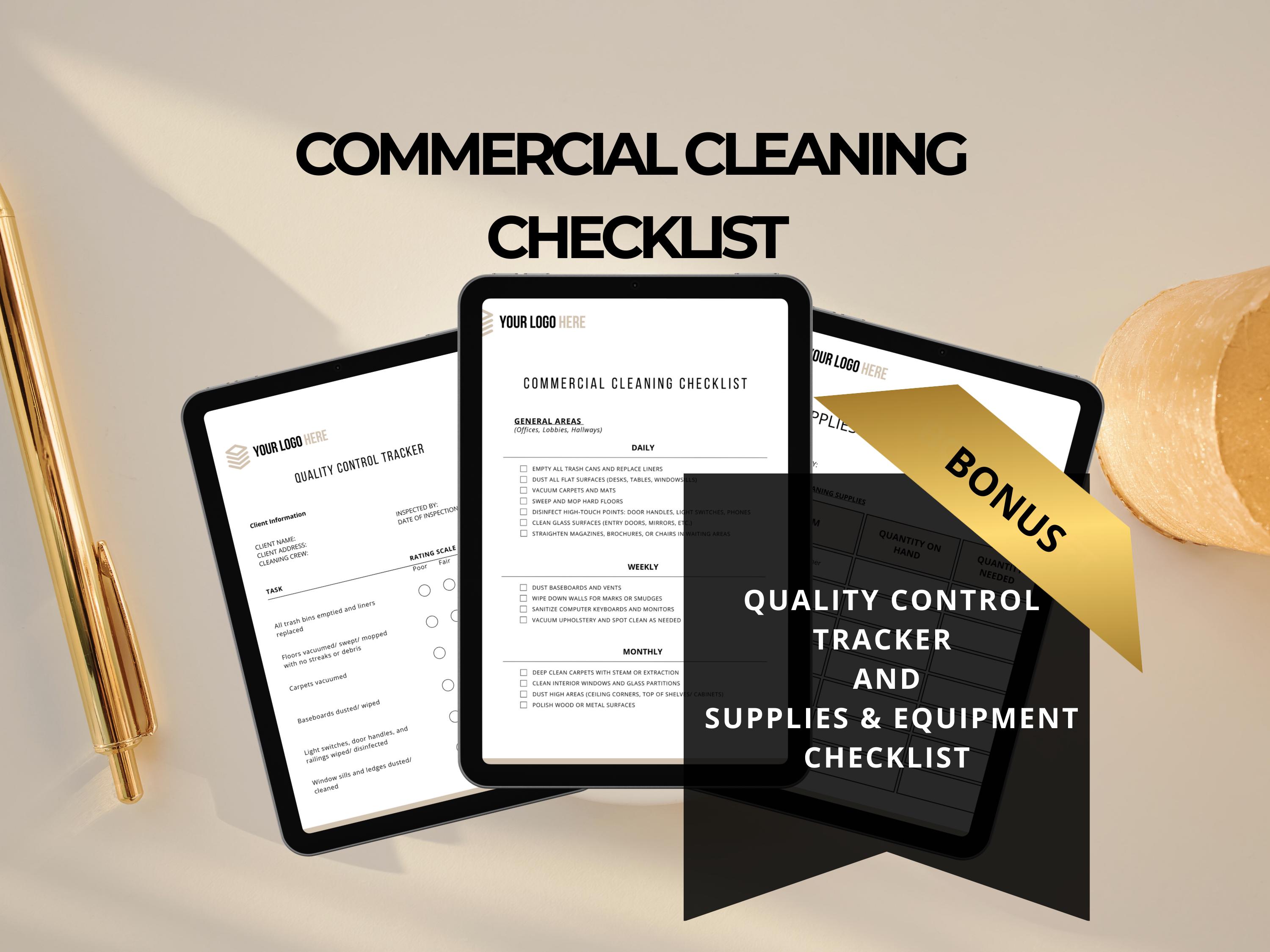 Commercial Cleaning Checklist, Customizable Cleaning Business Checklist