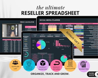 Reseller-spreadsheet, resellerboekhouding, voorraadtracker, sjabloon voorraadbeheer, resellertracker, resellertools Google Spreadsheets