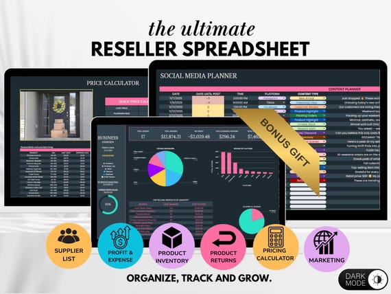 Reseller Spreadsheet, Reseller Bookkeeping, Inventory Tracker, Inventory Management Template, Reseller Tracker, Reseller Tools Google Sheets