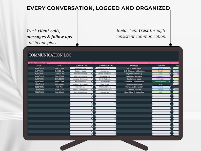 Appointments tracker for cleaning business with job status and scheduling view.