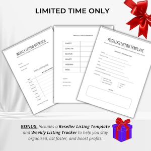 Reseller listing template and measurement sheet.