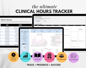 Clinical Hours Tracker Spreadsheet Supervision Log Social Workers Template Nursing School Licensure Therapy Time Tracking Google Sheet