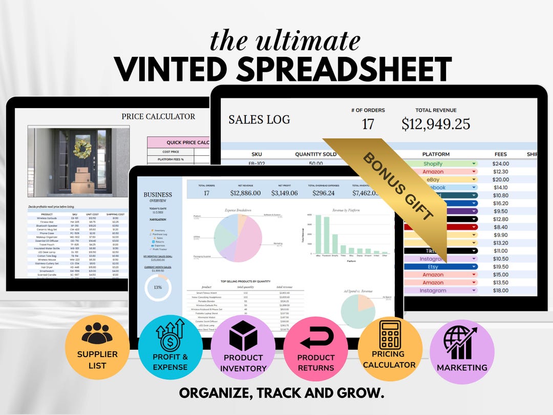 Vinted Spreadsheet, Vinted Tracker, Vinted Reseller, Reseller ...