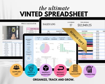 Vinted Tabelle, Vinted Tracker, Vinted Reseller, Reseller Tabelle, Reseller Buchhaltung, Bestandsverfolgung, Reseller Google Sheets