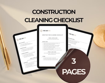 Baureinigung, Checkliste für Reinigungsdienste, editierbare Hausbau-Reinigungsvorlage, Erneuerung, Reinigungsservice-Formular
