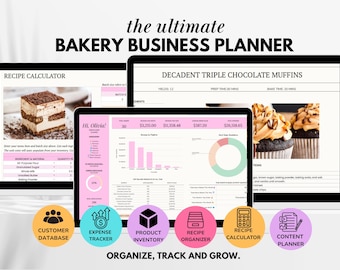 Bakery Business Planner Spreadsheet, Recipe Cost Calculator Template, Bakery Order Form for Home Bakers and Cottage Bakery, Google Sheets