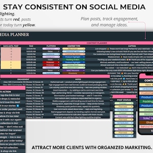 Social media planner for resellers showing post ideas, engagement tracking, and scheduling — stay consistent and grow visibility.