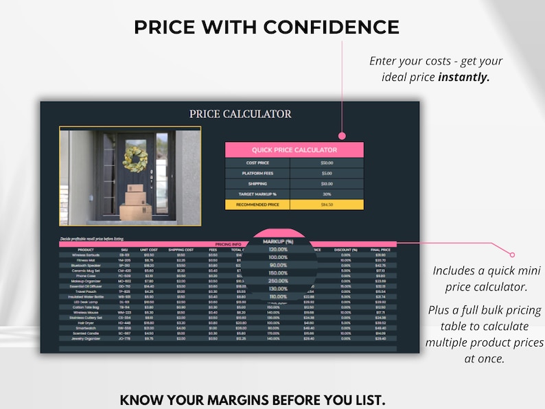 Dual pricing calculator with quick mini calculator and full pricing table — price single or multiple products confidently.