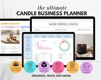 Foglio di calcolo per pianificatore aziendale di candele, modello di pacchetto aziendale di candele, calcolatore del costo delle candele, listino prezzi delle candele, modulo d'ordine, Fogli Google