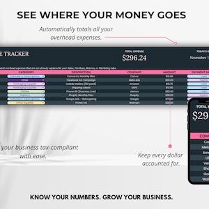 Expense tracking spreadsheet with automatic monthly totals and category breakdowns — gain full clarity on your spending.