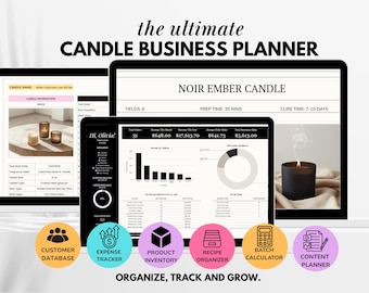 Kerzen Business Planner, Candle Business Bundle Template, Kerzenkosten Rechner, Kerzenpreisliste, Bestellschein, Google Sheets
