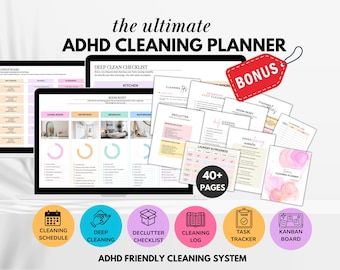 ADHS Putzplaner, ADHS Putzcheckliste, ADHS Putzplan, Google Sheets Tabelle, Printable Bundle, Digital, Putzliste