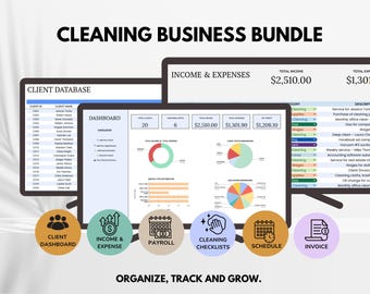 Cleaning Business Bundle, House Cleaning Business Template, Cleaning Services Spreadsheet, Cleaning Company Business Planner, Google Sheets
