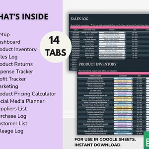 Spreadsheet setup page showing easy plug-and-play fields and prefilled examples for quick start — simple setup for resellers.