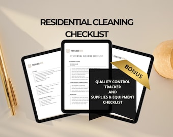 Residential Cleaning Checklist, Editable Cleaning Business Checklist, Cleaning Service Template, Printable Housekeeping Forms for Company
