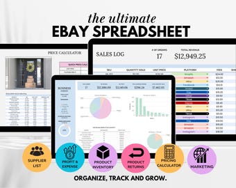 Ebay Spreadsheet Google Sheets, Ebay Reseller Spreadsheet, Ebay Tracker, Ebay Inventory, Ebay Sales Spreadsheet, Ebay Sales Tracker