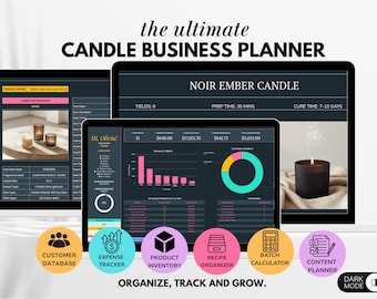 Kerzen Business Planner, Candle Business Bundle Template, Kerzenkosten Rechner, Kerzenpreisliste, Bestellschein, Google Sheets