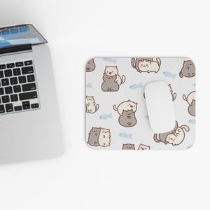 Cat Mouse Pad - Rectangle, Gaming Mouse Mat, Animal Lover Desk Decor, Kitty Mousepad, Cute Cat Gift, gift for her