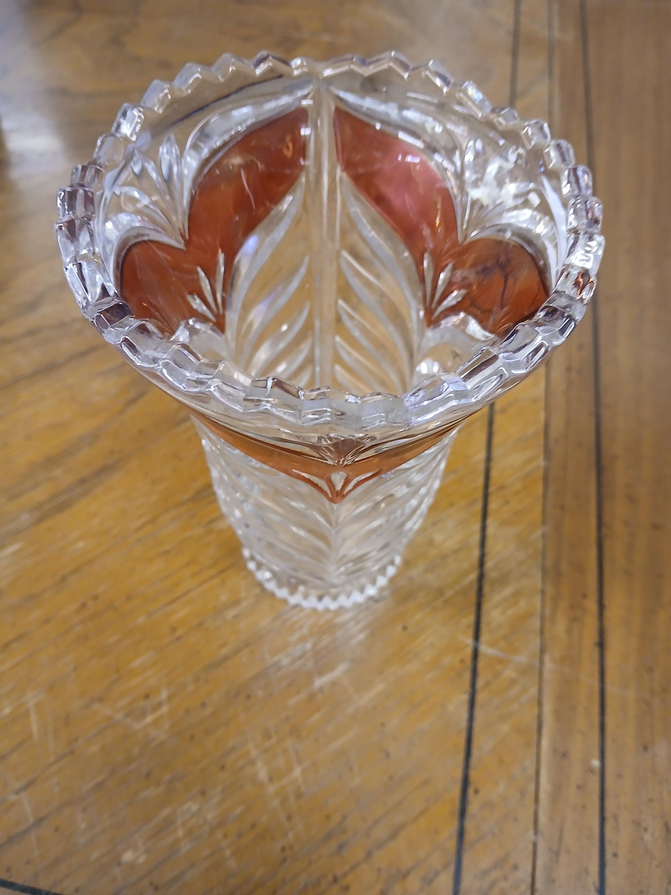 ドイツ　アンナヒュッテ　　クリスタルガラス花瓶 ドイツ アンナヒュッテ（annahutte crysta）花瓶 クリスタル