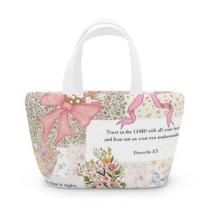 Floral Insulated Lunch Bag: Bible Verse Tote, Picnic Packing Bag