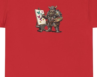 Battle Artist Dwarf T-Shirt | Fantasy Dwarf Warrior Illustration