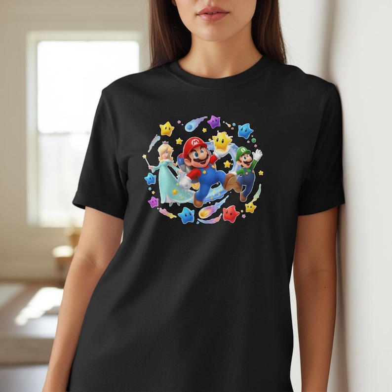 Super Mario Galaxy PNG, Mario Clipart, Gamer T-shirt Design (Direkt Nedladdning) bild 2