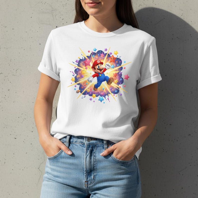Super Mario Galaxy PNG, Mario Clipart, Gamer T-shirt Design (Direkt Nedladdning) bild 9