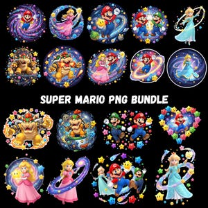 Super Mario Galaxy PNG, Mario Clipart, Gamer T-shirt Design (Direkt Nedladdning) bild 1