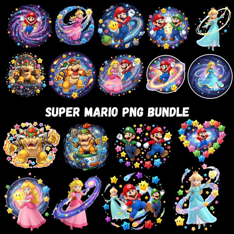Super Mario Galaxy PNG, Mario Clipart, Gamer T-shirt Design (Direkt Nedladdning) bild 1