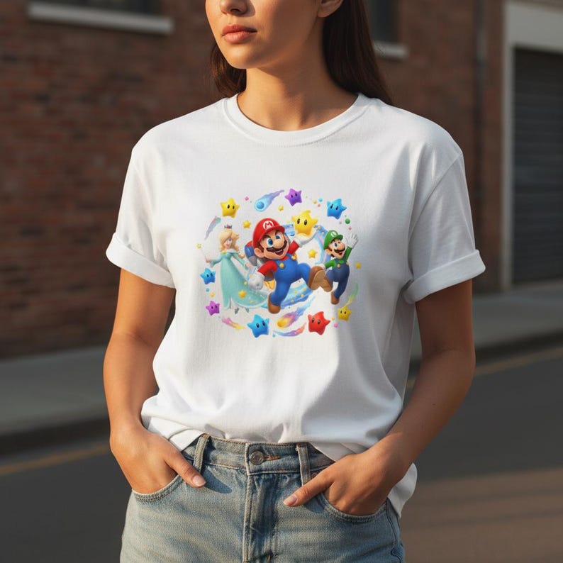 Super Mario Galaxy PNG, Mario Clipart, Gamer T-shirt Design (Direkt Nedladdning) bild 8