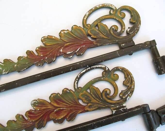 Vintage Swivel Curtain Rods With Wall Hardware Etsy