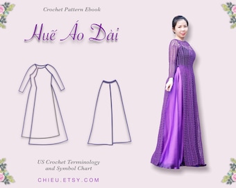 PDF Huế Áo Dài Crochet Pattern, Pants Sewing Tutorial, Instant Download