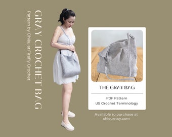 PDF Gray Bag Crochet Pattern, US Terminology, Instant Download