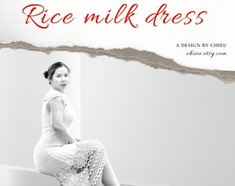 PDF Rice Milk Dress, Crochet Pattern, US Terminology, Symbol Chart, Instant download