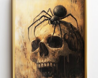 Halloween Schädel Spinne Print, Stimmungsvolle Clockpunk Wand Dekor (Digitaler Download) 332