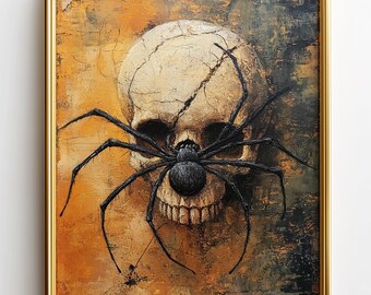 Halloween Schädel Spinne Print - Dark Clockpunk Kunst, Gruselige Wand Dekoration (Digitaler Download) 333