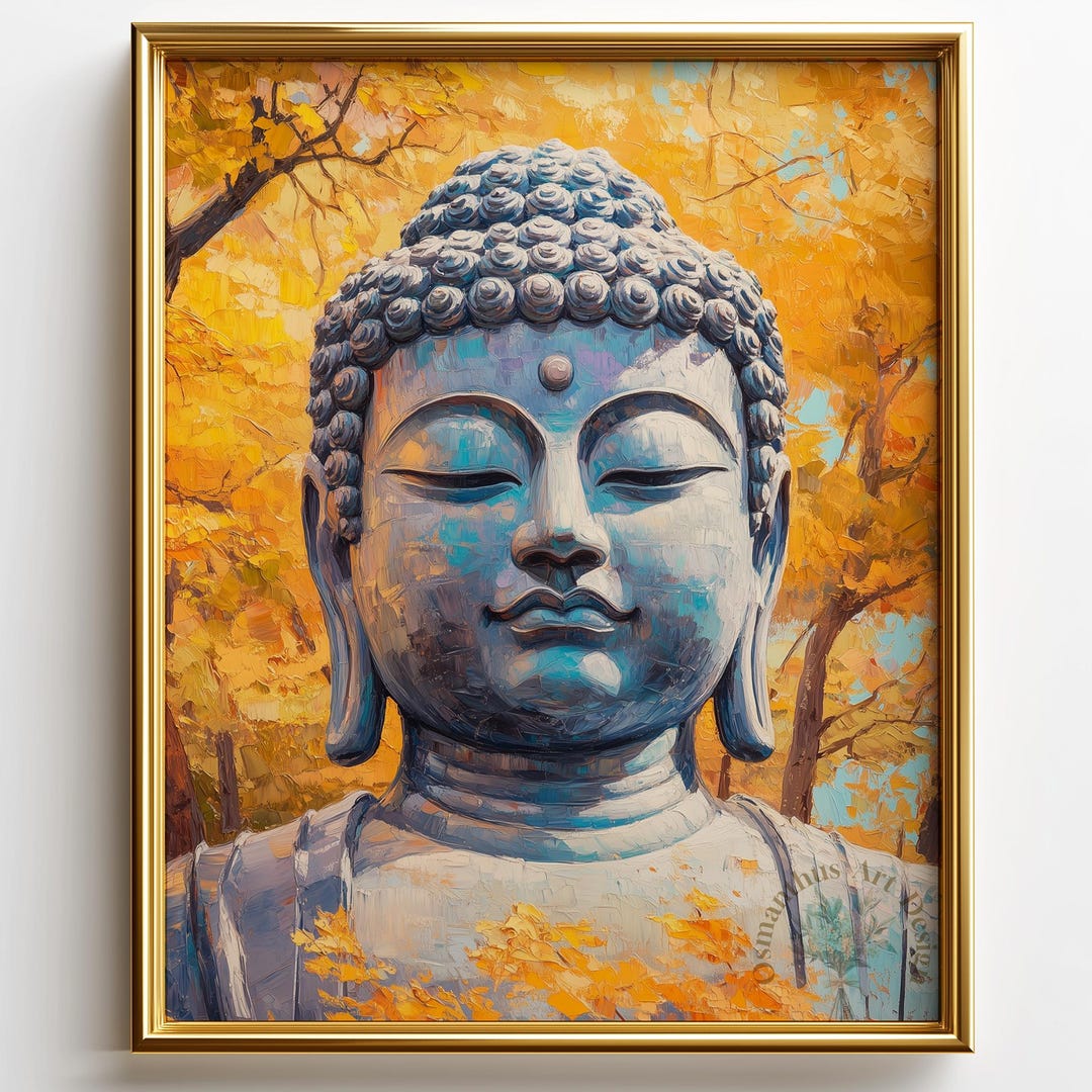 Serene Kamakura Buddha Art Print - Peaceful Autumn Zen Meditation Decor ...