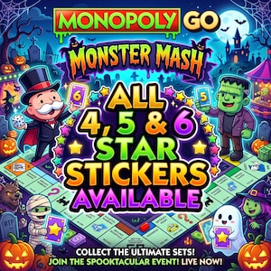 Monopoly_GO 4 , 5 and 6 Star Stickers - ALL AVAILABLE