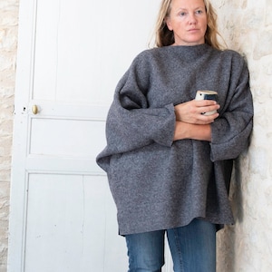 Boiled Wool Oversize Tunic in Grey - other colours