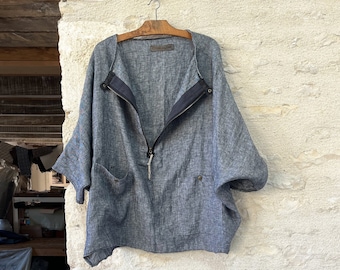 Overshirt with Zip Front and Big Pockets - Utilitarian Work Artist Wear
