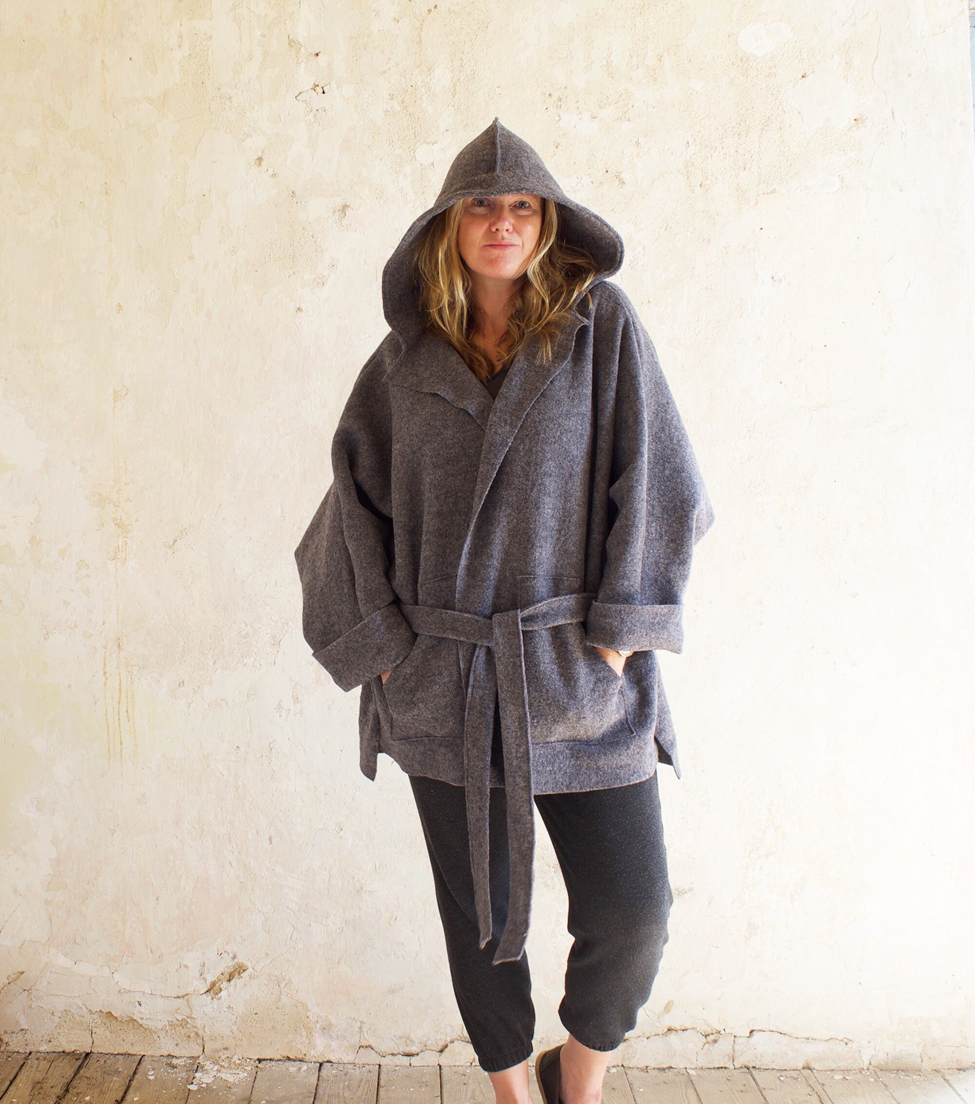 Belted Coatigan Jacket With Minimal Cut 