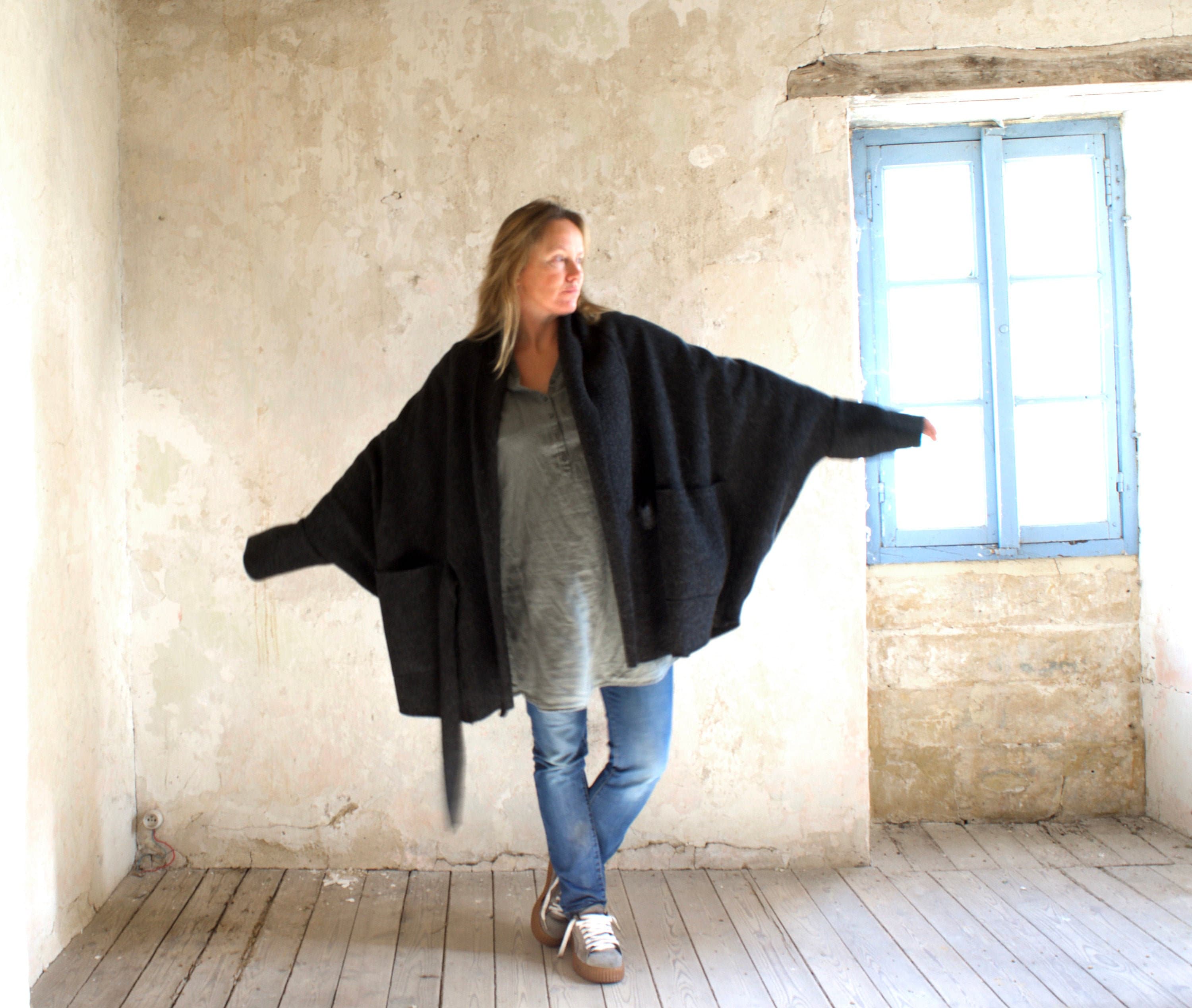 boiled wool wrap coat