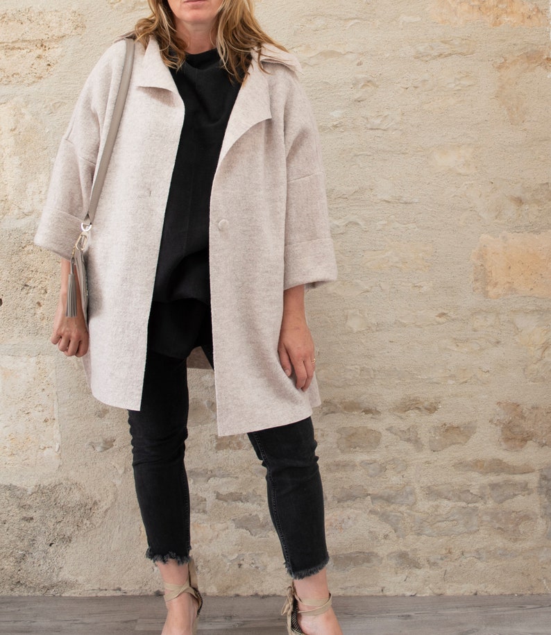 oatmeal beige wool overcoat